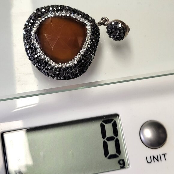 Brown Agate Swaroski Pendant 925 Sterling Silver - Picture 14 of 14